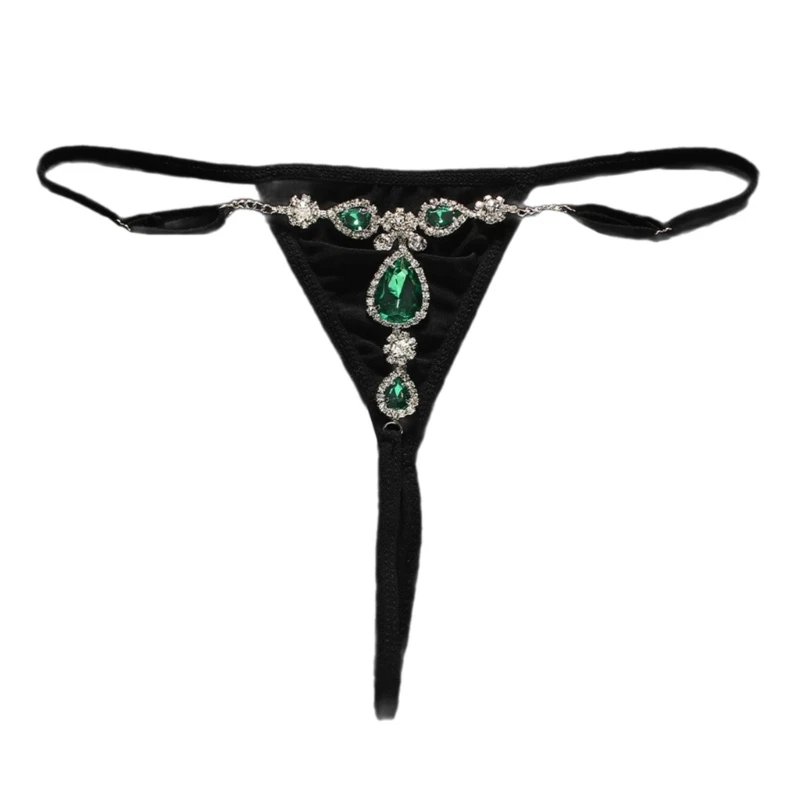 Calcinha sexy tanga para mulheres gota água diamante corrente g-string cuecas cintura baixa