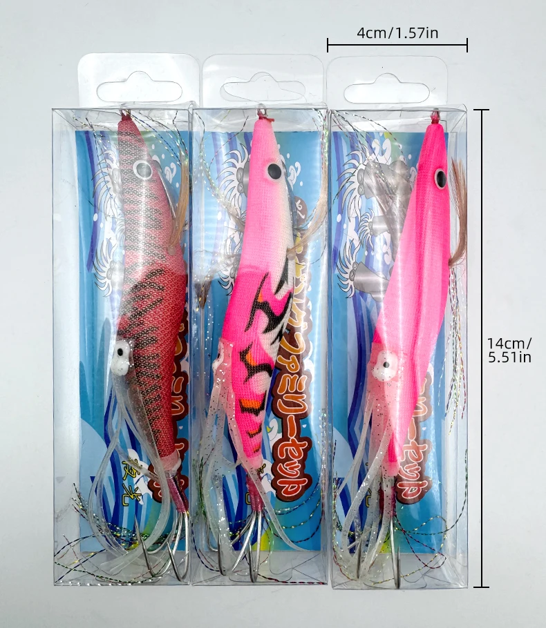 ShareShark 3.5 Holz-Garnelen-Tintenfisch-Jig-Köder UV-Leuchtend Simulierter Künstlicher Garnelenköder Tintenfisch Oktopus Salzwasser-Angelzubehör – Detail 9