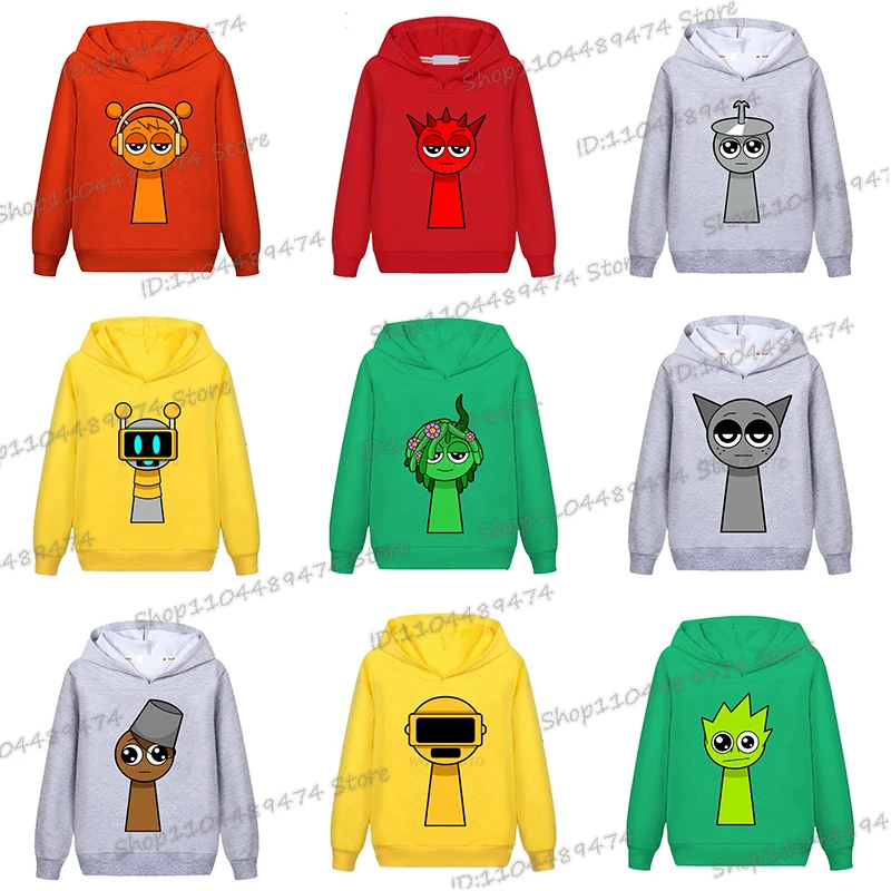

Cartoon Sprunki Hoodies Incredibox Game New Long Sleeve Hoody Tops Funny Anime Sprunki Boys Girls Fashion Casual Kids Sweatshirt