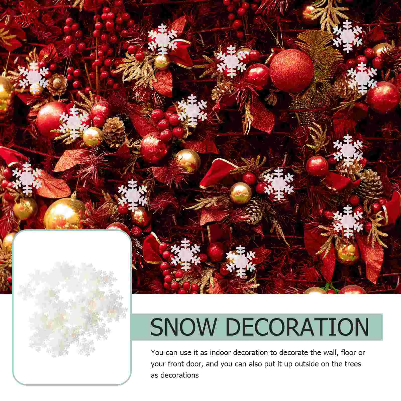 200 Pcs Snowflake Decoration Christmas Tree Accessories Wreath Topper White Plastic