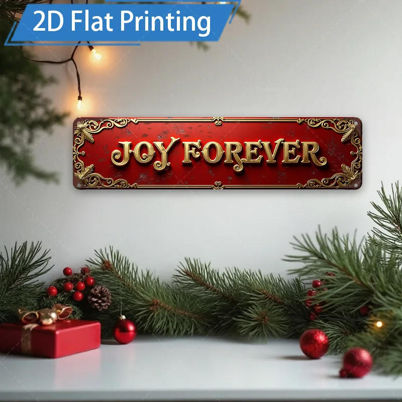[2D FLAT] علامة معدنية مكونة من قطعة واحدة، علامة معدنية عتيقة مقاس 4 × 16 بوصة لديكور عيد الميلاد