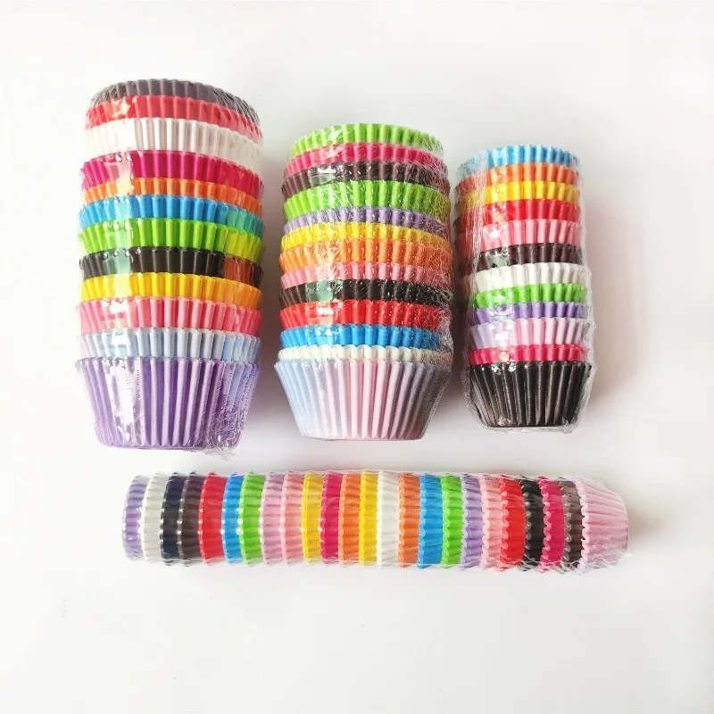 200/300/500 Stuks Gemengde Kleur Baking Cups Cupcakes Muffin Liners Papieren Beker Mallen Vetvrij Wrapper Voor party Bruiloft Verjaardag