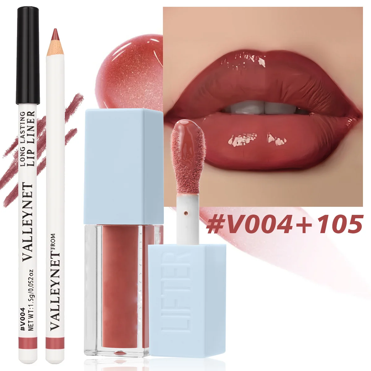 2 pezzi/set matita per labbra opaca + olio per labbra nudo combinato per labbra set di trucco per labbra impermeabile a lunga durata cosmetici per labbra dall'aspetto naturale quotidiano