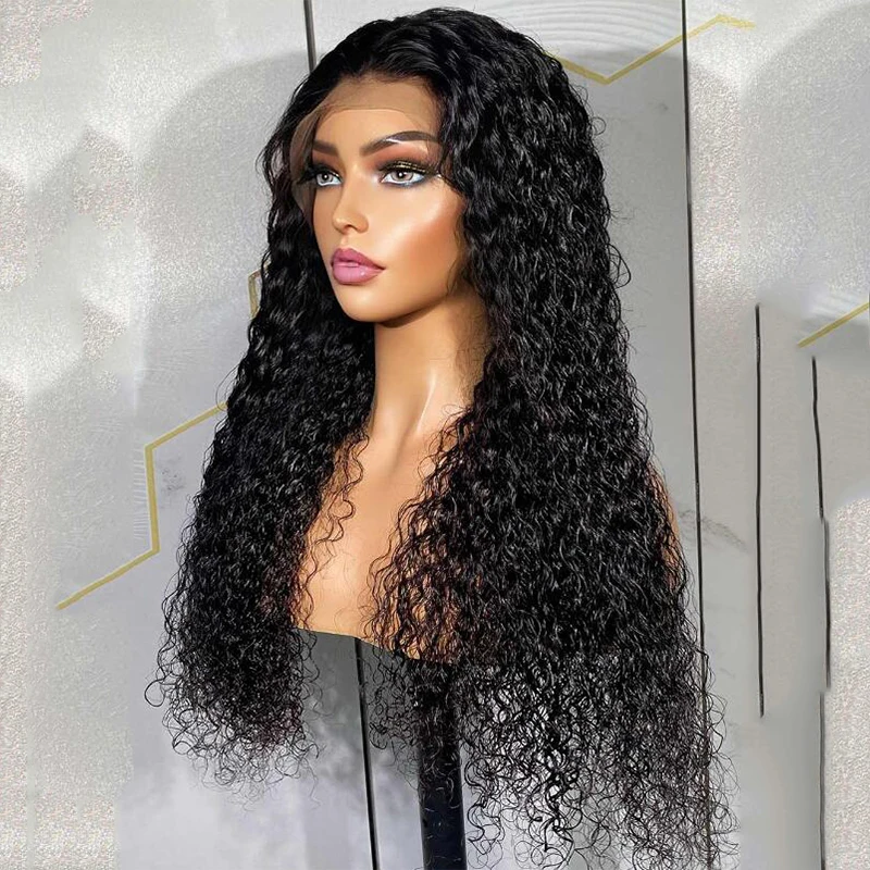 Soft 180Density 26“ Long Kinky Curly Natural Black Lace Front Wig For Women Babyhair Preplucked Heat Resistant Glueless Daily