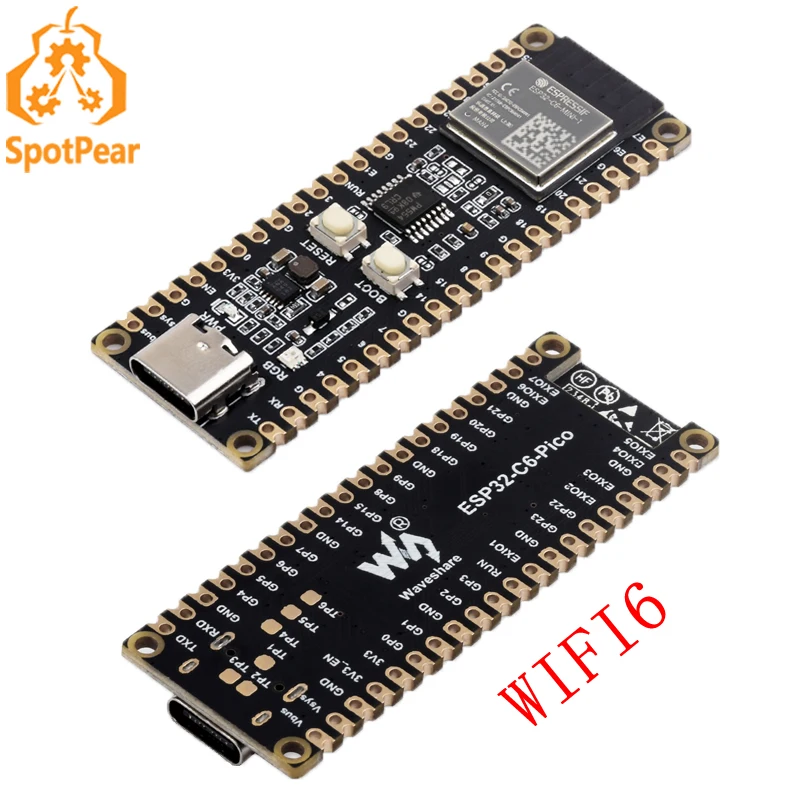 ESP32-C6 Pico WiFi 6 Development Board ESP32-C6-MINI-1Support WiFi6 Bluetooth5 Zigbee Thread