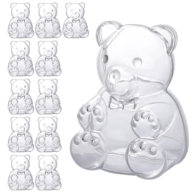 Boîte à Bonbons Transparente en Forme d'Ours, Emballage Cadeau pour Collation, Bijoux, Fournitures de Décoration pour ixd'Anniversaire, Mariage, Baby Shower, 10 Pièces