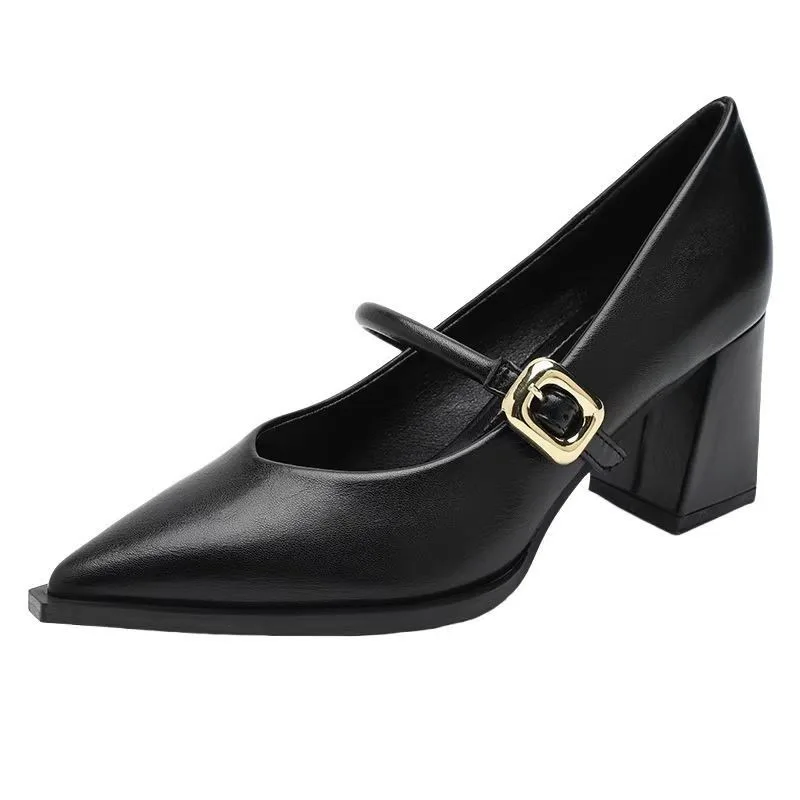 2026 Fashion Buckle Latch Sandal Leisure Pointed Toe Women's Shoes Shallow Shoes Comfortable Leather Shoes Baotou Sandal 6345 image 2