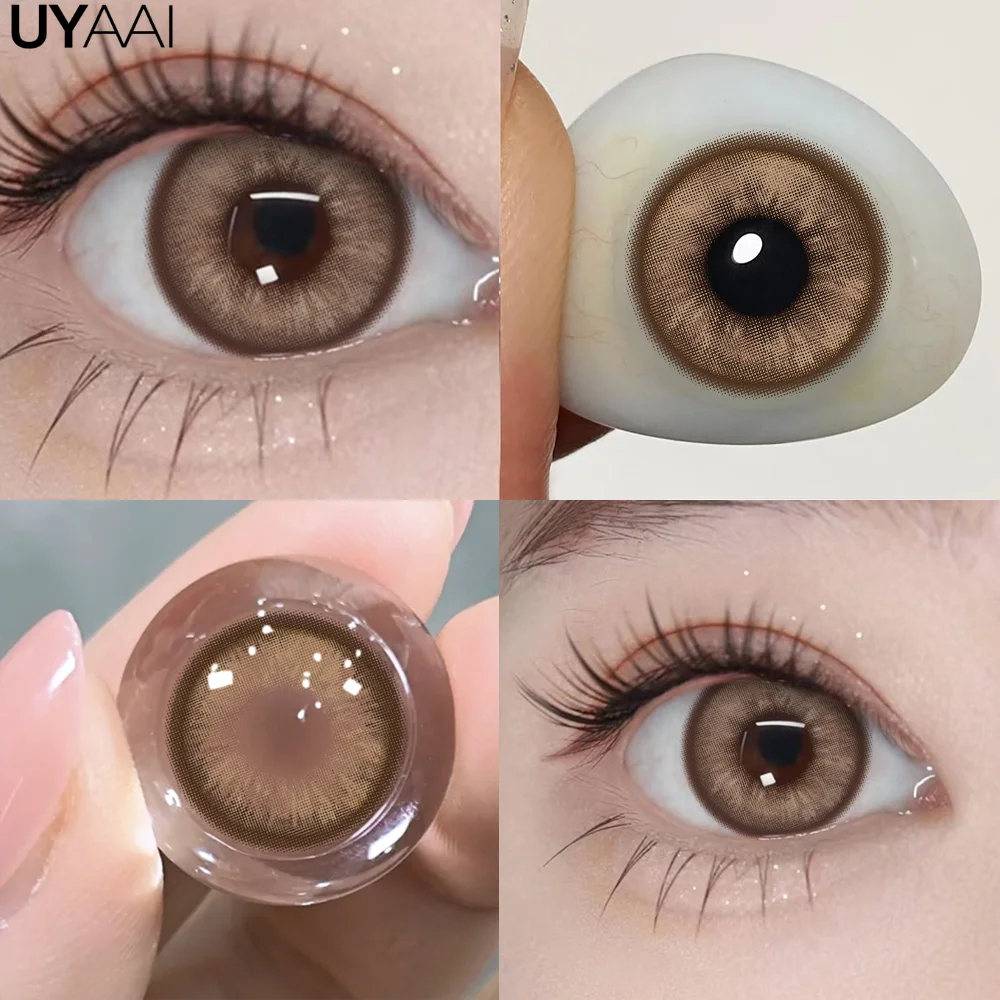 UYAAI 1 Pair Myopia Korean Lenses Free Shipping Eye Color Lenses with diopters Degree Natural Colored Contact Lenses