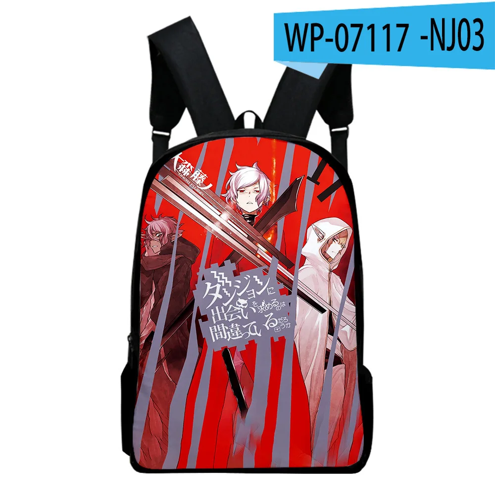 Mochilas escolares Harajuku Novelty Youthful Danmachi para estudiantes, mochilas para portátiles, bolsas de viaje Oxford con estampado 3D impermeables para niños/niñas