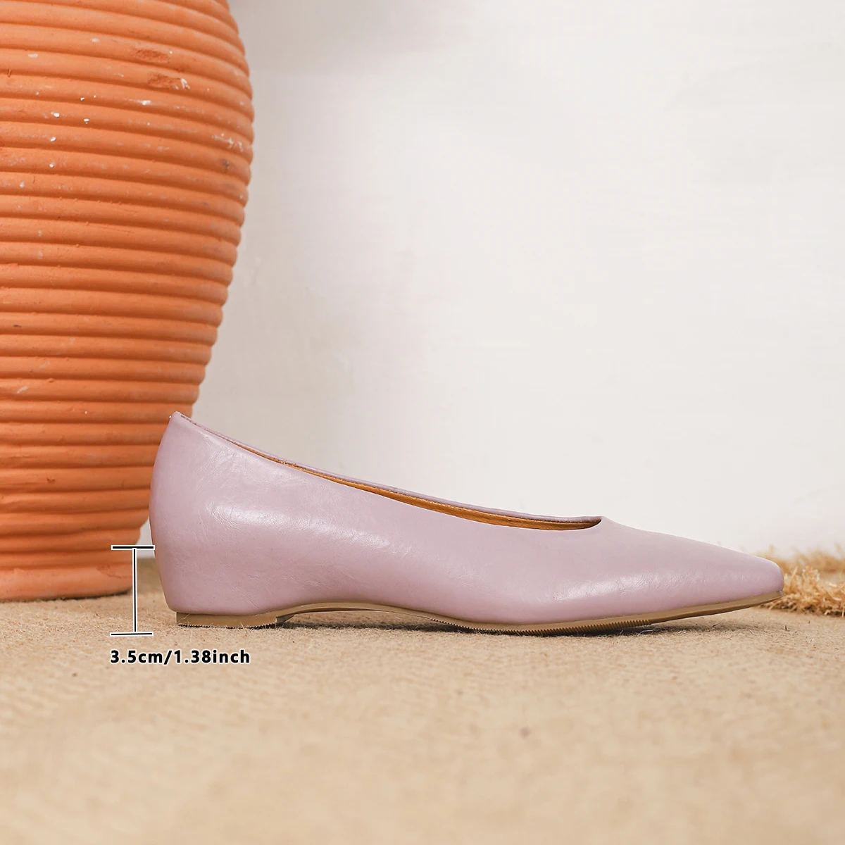 Soft Leather Women's Shoes with 3.5cm Hidden Heel, Simple Square-Toe Flat Shoes, Low Wedge Heel, Mid-Heel Slip-On Shoes, Versatile for All Seasons, Soft Leather, Suitable for Work and Casual Wear, Gentle and Elegant, Comfortable for the Feet, Perfect for Daily Commuting view 6