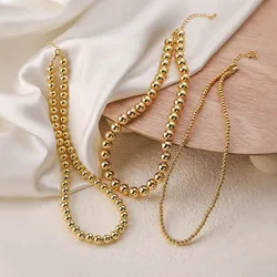 HECHENG,Hot Sale Gold Color beads Bracelet Necklace For Women New Fashion Big Round Beaded Handmade Chain Bracelet Jewelry