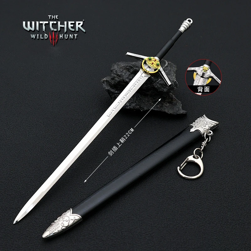 22cm UNCUT Sword AMERCIA Wild Hunt Witch Game Norse Mythology Peripheral Metal Model Keychain Action Figures Gift Toys Game Boys