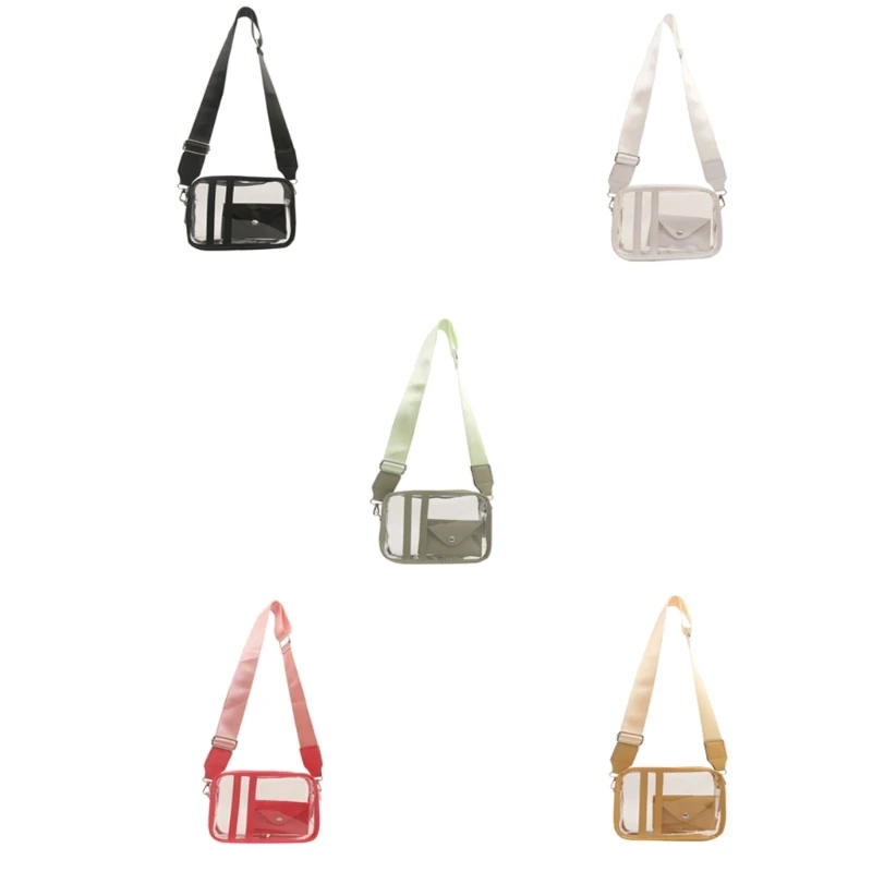 Transparent PVC Bag Clear Crossbody Purse Unique Shoulder Handbag Stadium Approve with PU Wallets Set for Multiple Uses