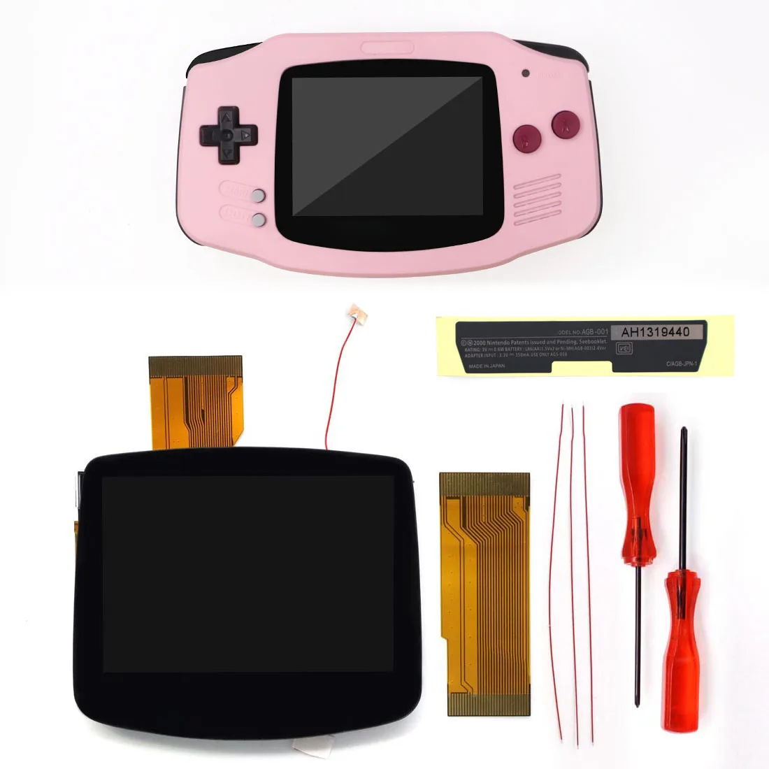 سهلة التركيب Drop-in 720*480 تسليط الضوء على LCD GBA IPS V5 شاشة مغلفة مسبقًا OSD FRM مجموعات لـ Gameboy Advance