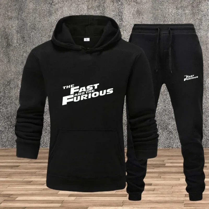 

Мужской повседневный комплект для бега, осенняя мужская спортивная одежда с длинными рукавами + модные спортивные брюки, комплект спортивной одежды с принтом на открытом воздухе