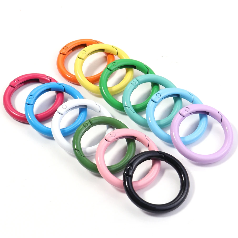 5-10 Stück/Los Bunte Federverschlüsse, aufklappbare runde Karabinerhaken, Schlüsselanhänger, Taschenclips, Haken, Hundekettenschnallen, Verbinder für DIY-Schmuck – Detail 3