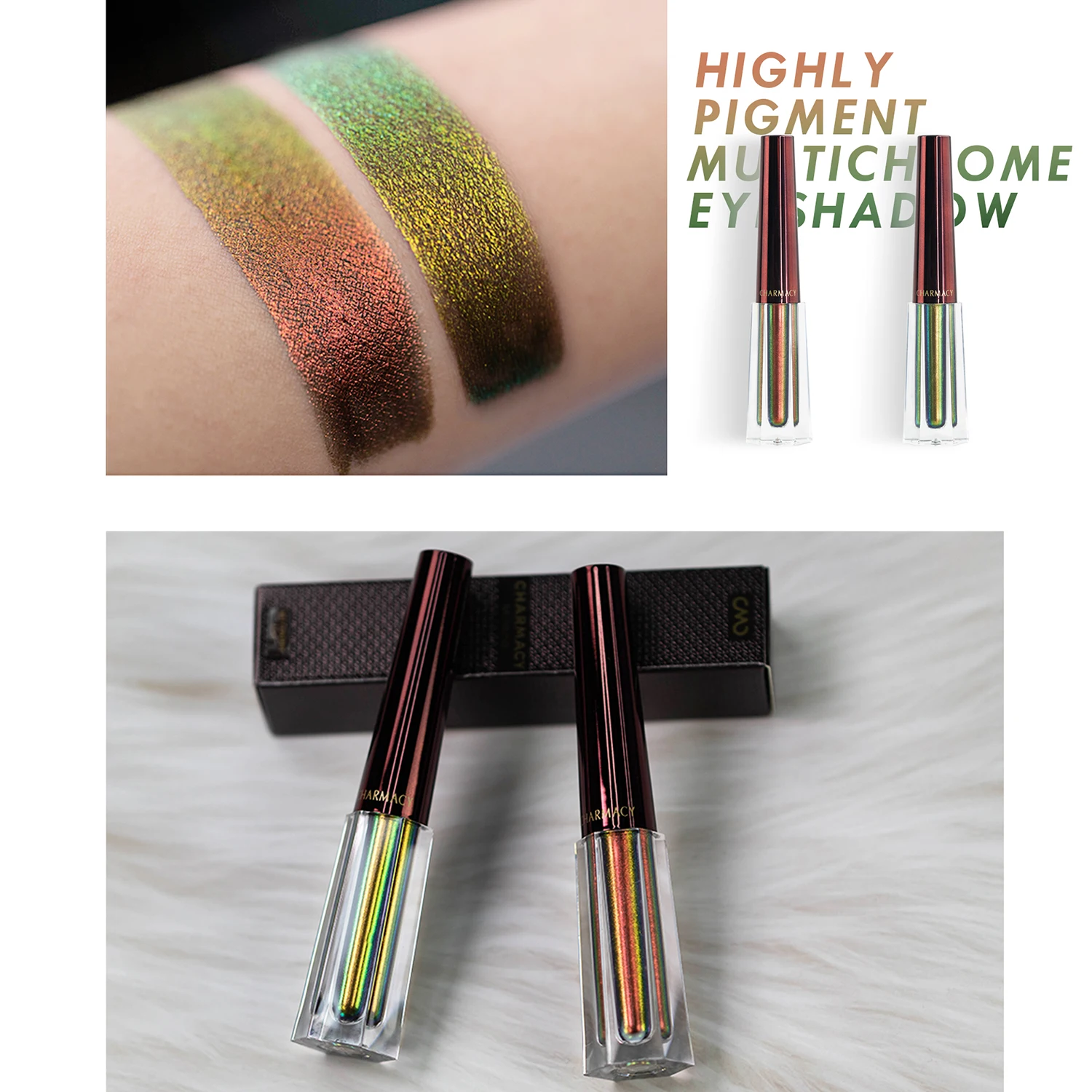 CHARMACY Duochrome Liquid Eyeshadow Chameleon Shiny Eyeshadows Liquid Easy To Wear Eye Shadow Party Makeup Beauty Cosmetic