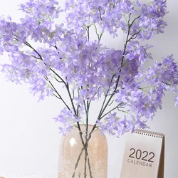 Artificial Lilac Silk Cloth Home Hotel Ceiling Wedding Road Flower Arch Decoration Cross Long Branches Cherry Blossom