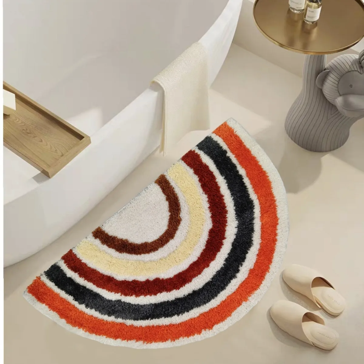 Tufted Rainbow Bathroom Mat Soft Tufting Colorful Bedroom Carpet Bathmat Rug Non Slip Pad Aesthetic Home Room Decor 45x80cm