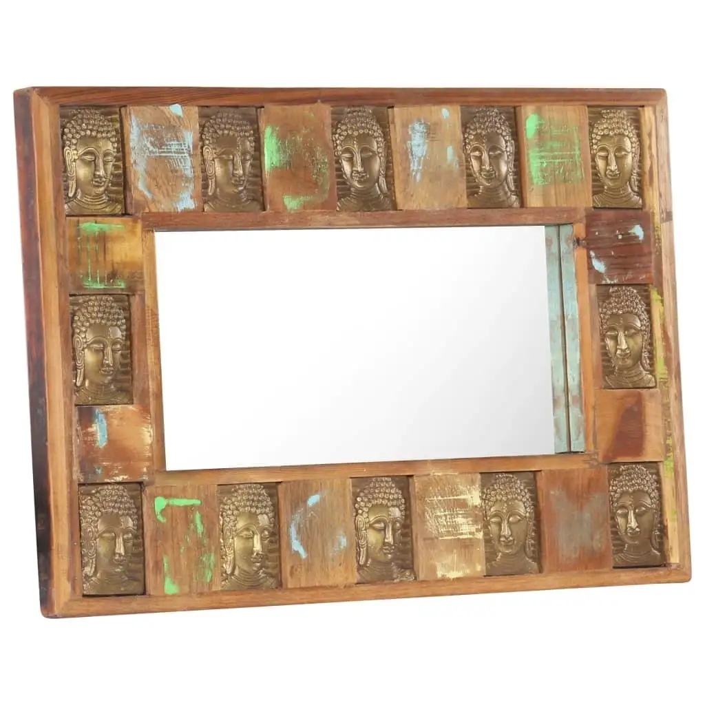 Reclaimed Wood Buddha Cladding Mirror 31.5x19.7 | Eco-Friendly Home Decor Accent