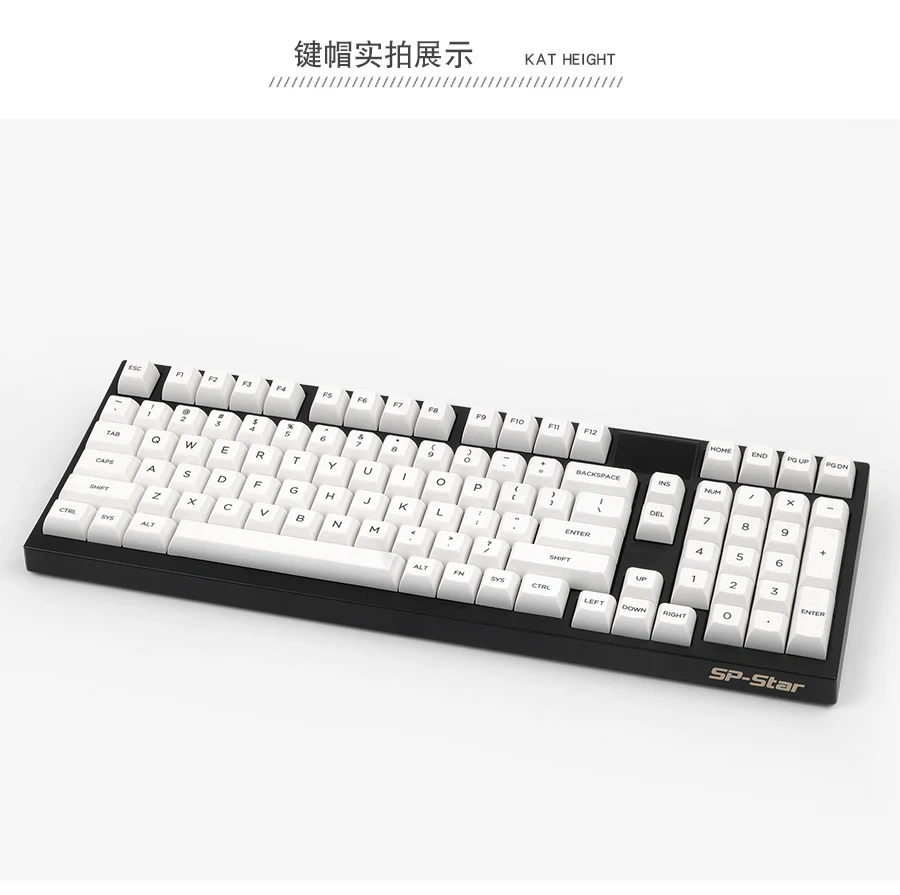 Keyset Lab KAT Alpha PBT Keycaps - Pure White Minimalist Dye-Sub para teclado Mecânico