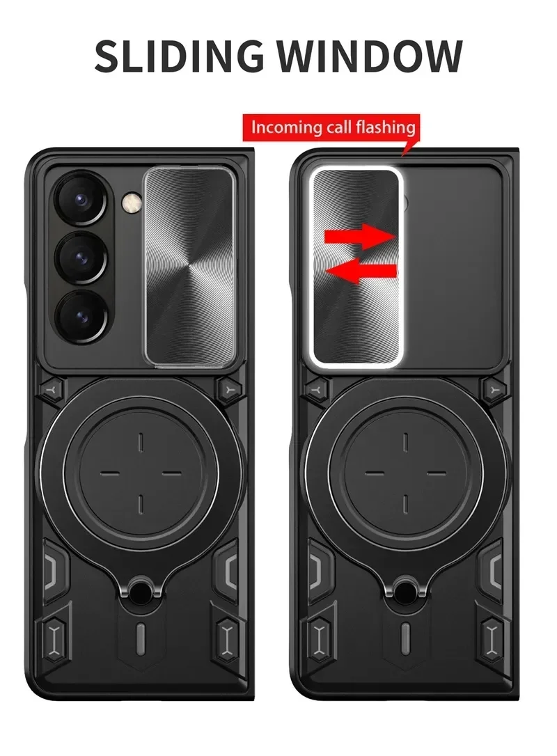 เคสสำหรับ Samsung Galaxy Z Fold 7 พร้อมที่ยึดแม่เหล็กในรถยนต์ แหวนกันกระแทก เคสโทรศัพท์แบบเกราะ สำหรับ Galaxy Z Fold 6 5 4