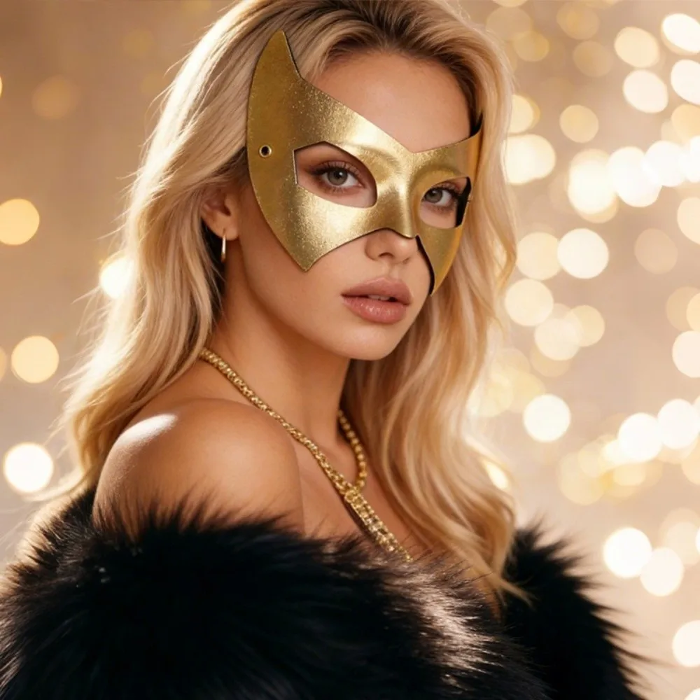 Stage Performance Masquerade Half Face Mask Gothic Style Handsome Venice Mask Adjustable Punk Bat Eye Mask Role Play