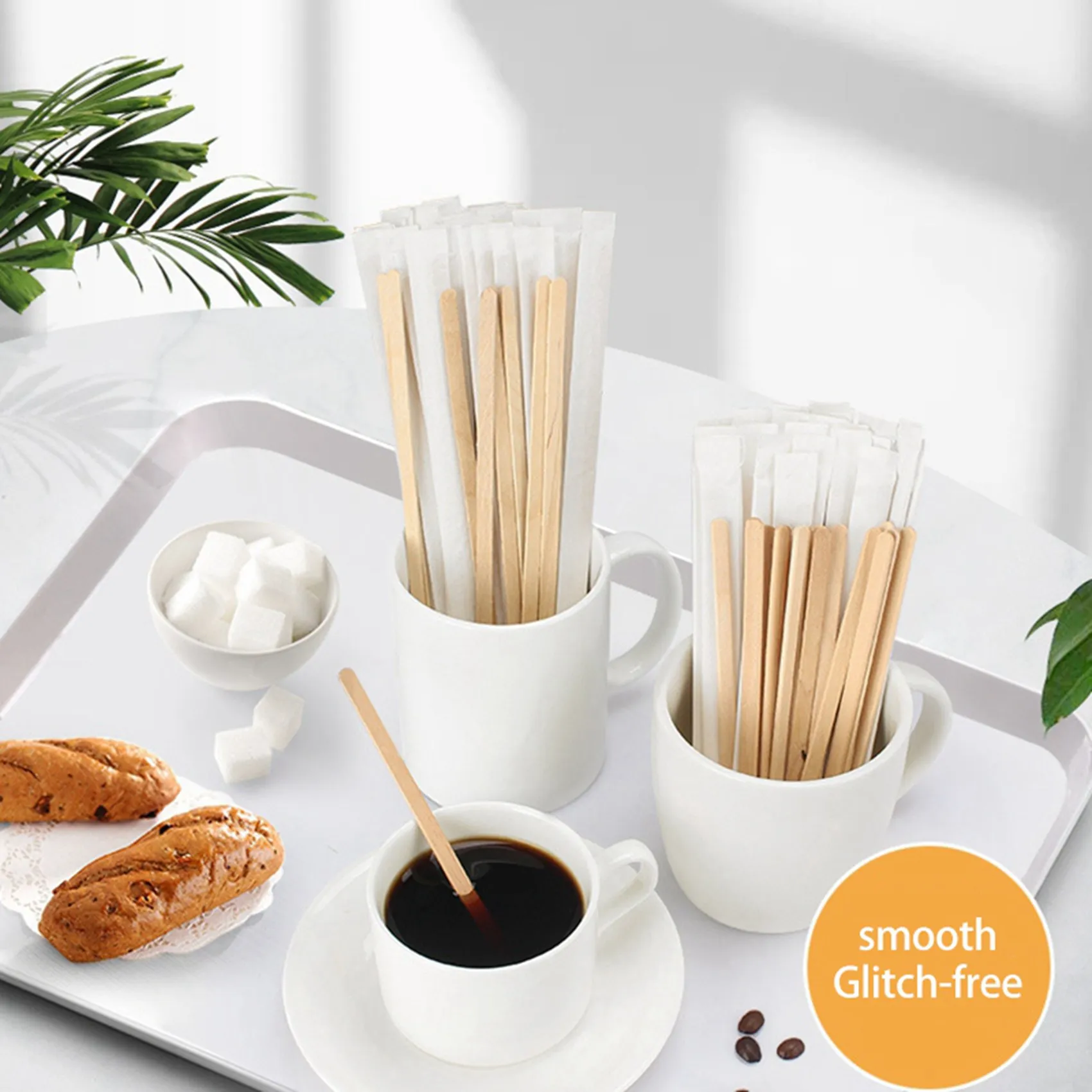 CQMF-200Pcs 5.5 Inch Coffee Stirrers Sticks -Natural Wood Eco-Friendly Coffee Beverage Milktea Disposable Stirrer Stick