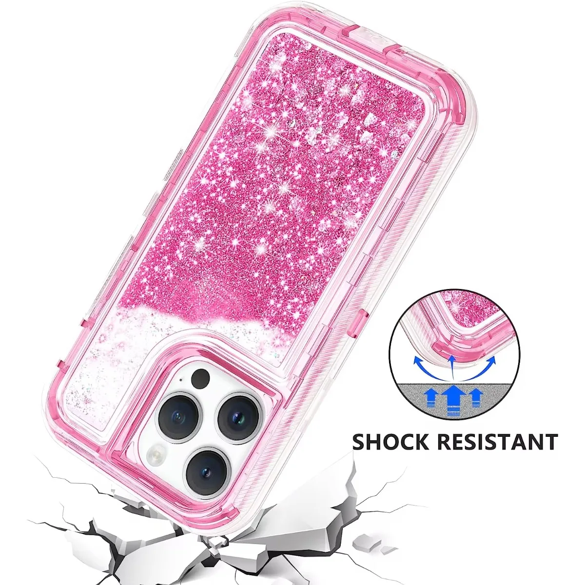3-in-1 OTT Heavy Duty Glitzer-Flüssig-Quicksand-Box-Handyhülle für iPhone 18 17Air 16 15 14 Pro Max, stoßfeste Schutzhülle in Militärqualität – Detail 5
