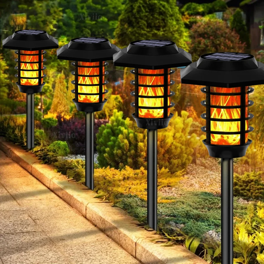 

2-in-1 Solar Flame Torch Lights Waterproof Garden Courtyard Decoration Solar Charging Lawn Floor Lamp Path Landscape Solar Light