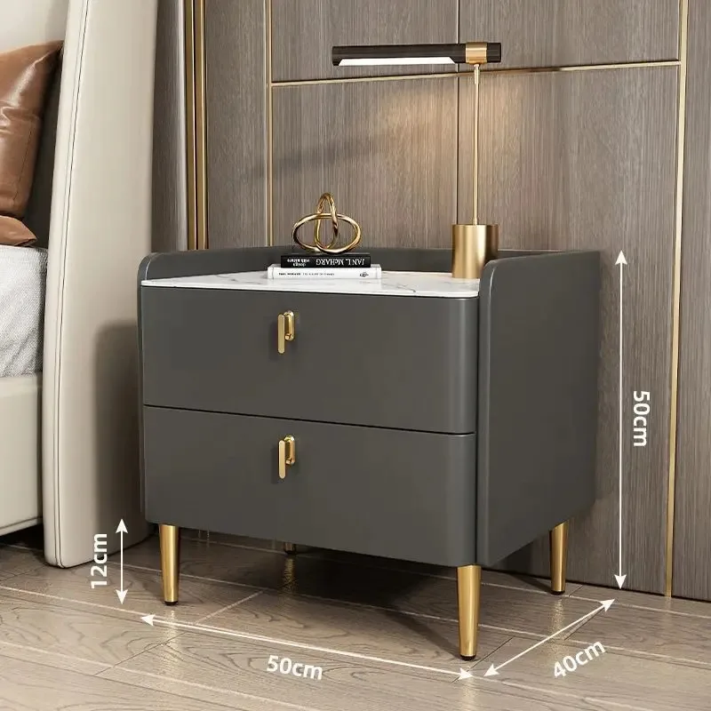 Luxury 2/3 Drawers Solid Wood Bedside Table Storage Dresser Cabinet Nightstands Slate Mini Night Stands for Bedroom Furniture