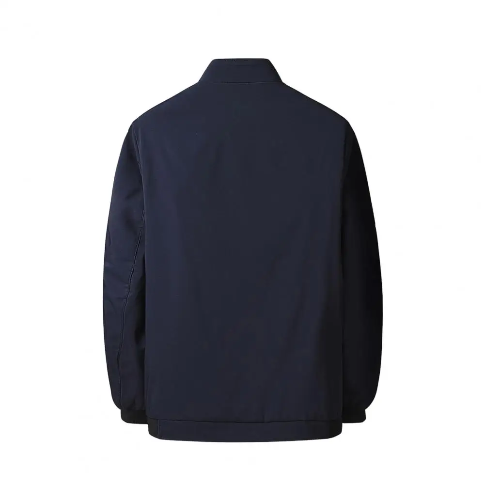Men Windproof Jacket Versatile Men Coat Men's Stand Collar Jacket Windproof Long Sleeve Outerwear with Zipper Closure Smart