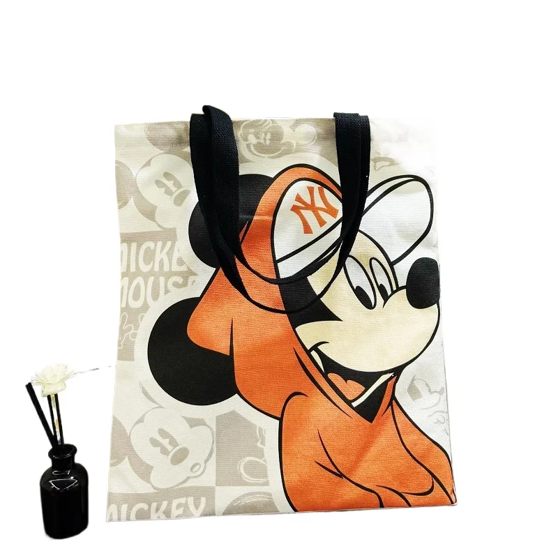 

Disney Large Capacity Canvas Tote Bag Mickey Shoulder Carryall for College University Student School Class