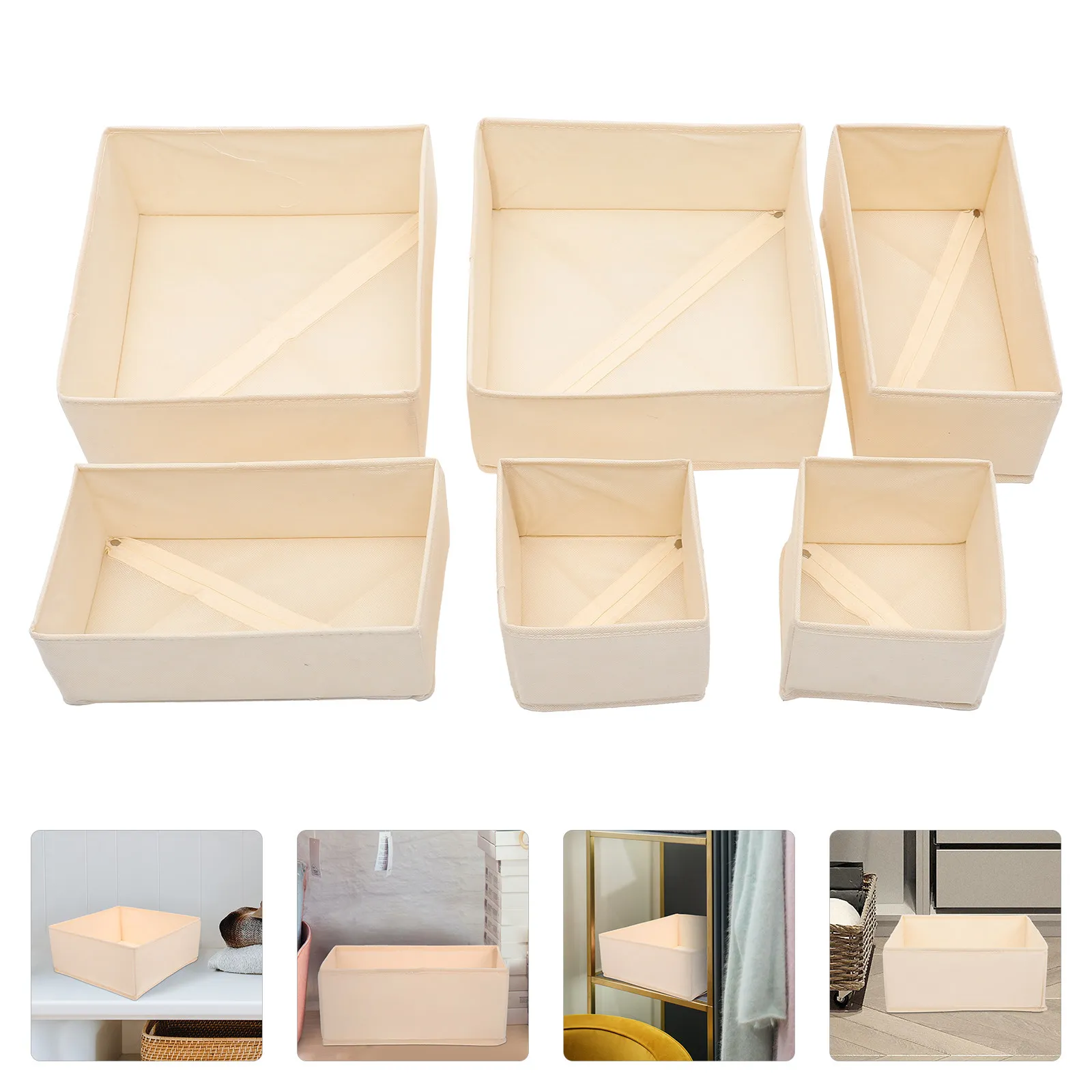 

6Pcs Cloth Storage Boxes Multi-Functional Drawer Organizer for Underwear Socks Ties Scarves Lingerie Bedroom Wardrobe