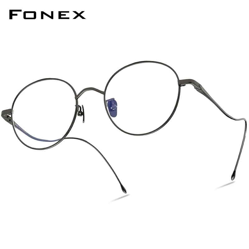 

FONEX Titanium Glasses Frame Women 2022 New Retro Vintage Round Eyeglasses Men Korean Eyewear 8558