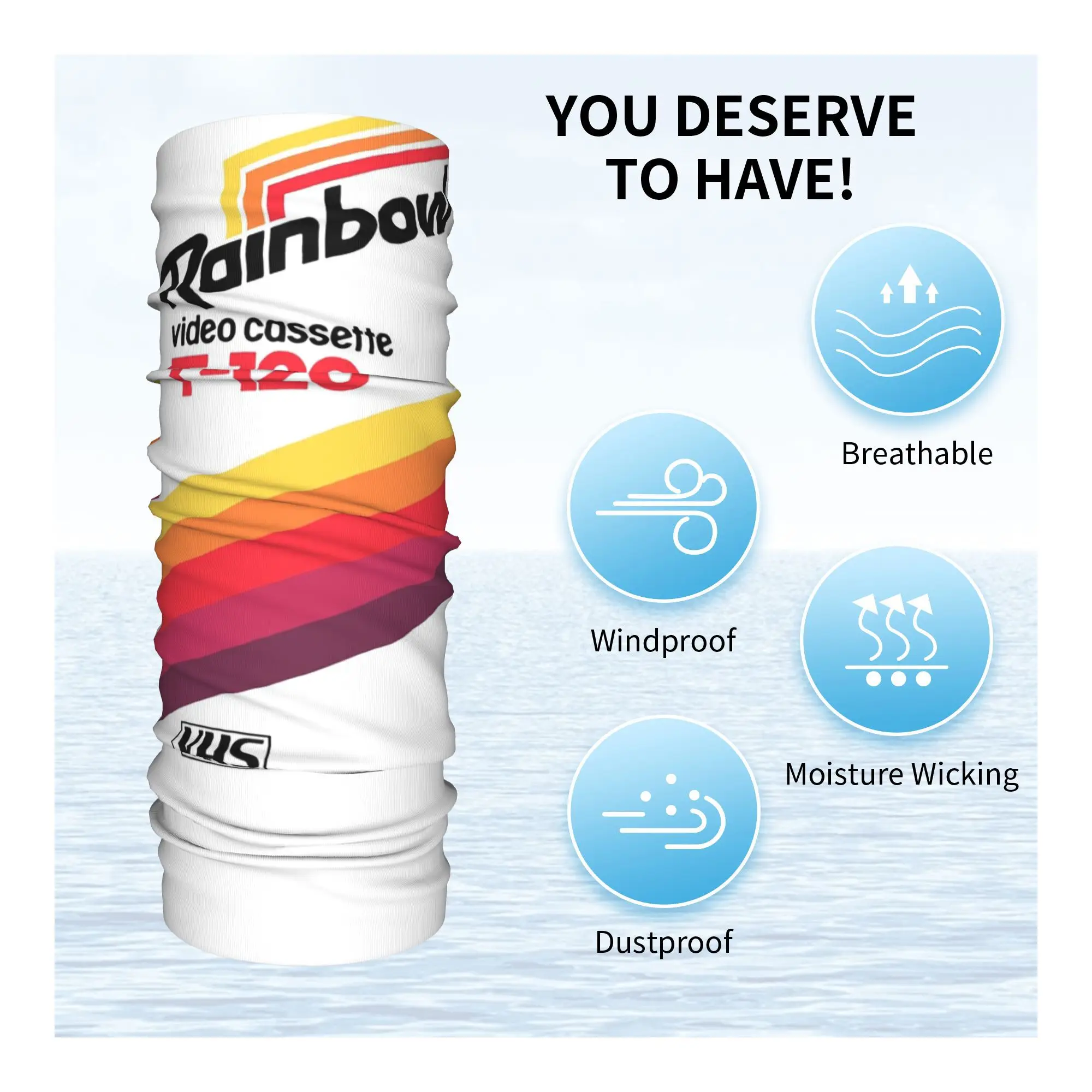 Retro VHS tape vaporwave aesthetic Bandana Neck Cover Printed Wrap Scarf Multifunction Headband Running For Men Women Adult