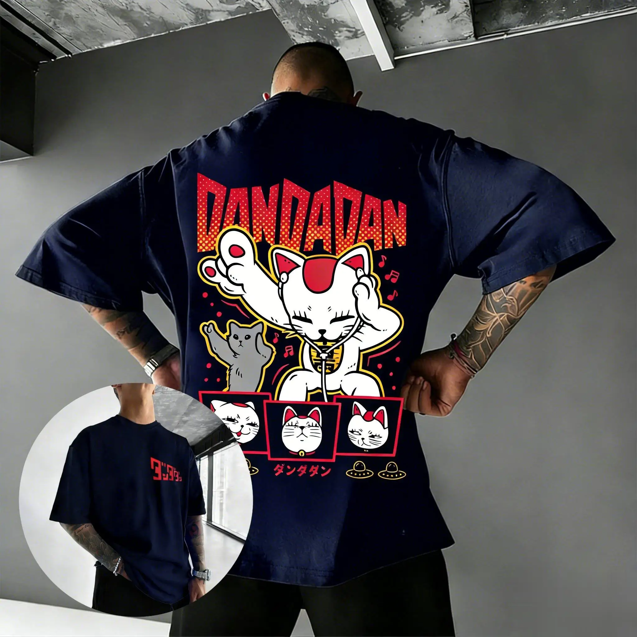 Unisex Dandadan Anime Grafik T-Shirt Männer Frauen 2026 Sommer Casual Kurzarm Top Streetwear Japanische Manga Neko Katze Print T-Shirt