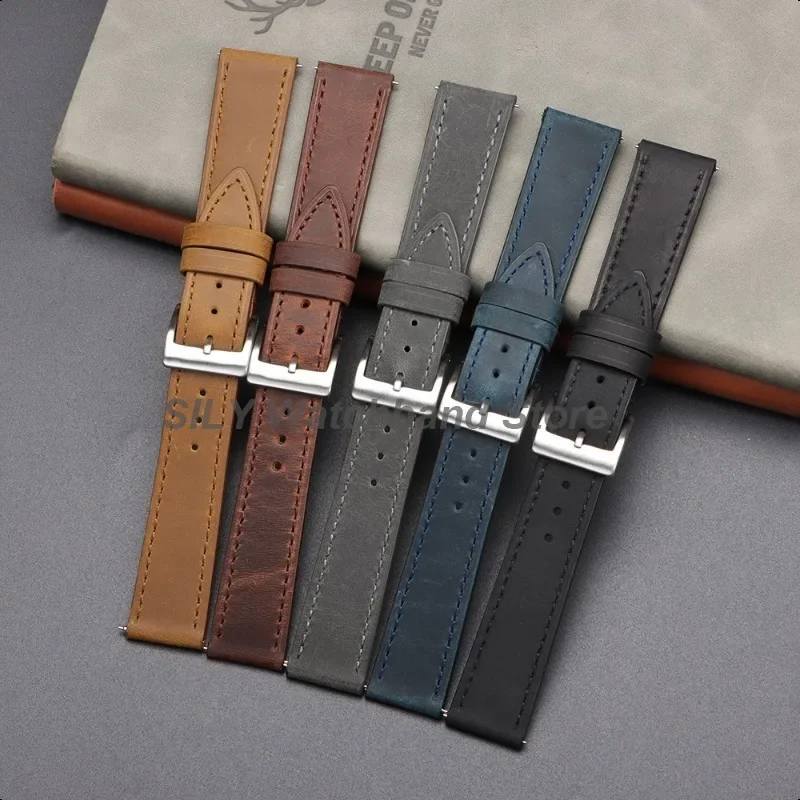 18 مللي متر 19 مللي متر 20 مللي متر 21/22 مللي متر 24 مللي متر Smartwatch سوار مجنون الحصان جلد البقر لينة أشرطة ساعات اليد العالمي الرجال النساء حزام المعصم