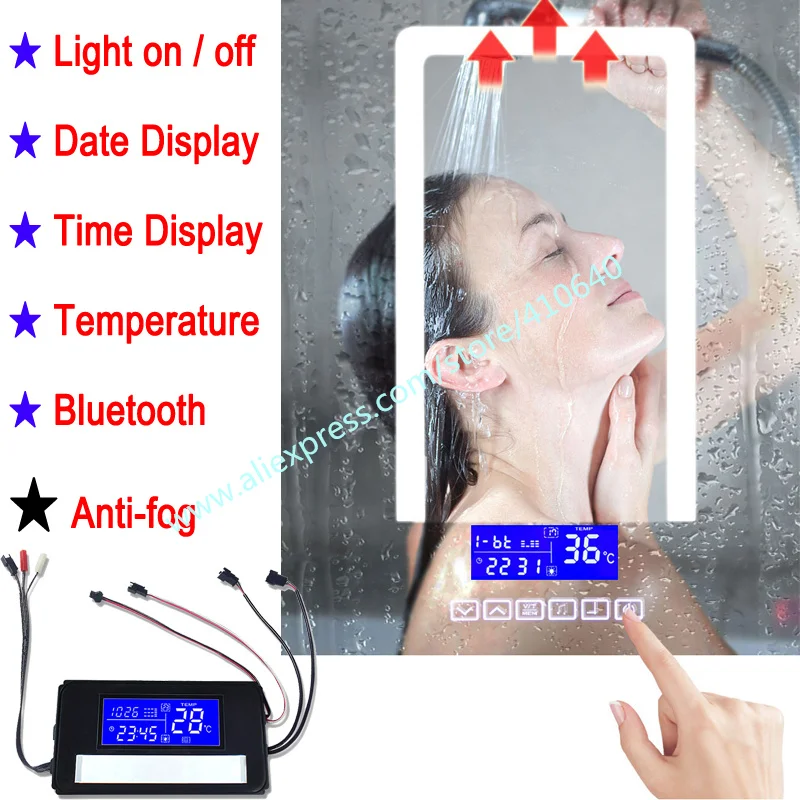 Imagem -03 - Trumsense-relógio Espelho com Temperatura e Data Display Painel de Toque Anti-fog Seis Botões Compatível com Bluetooth K3015cbh