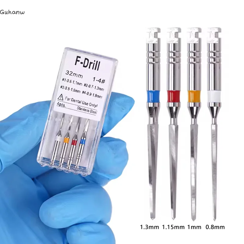 

4pcs/box Dental Fiber Drill Bit Metal Reamers Dental Fiber Post Engine Endodontics Files Refills Dental Materials Supplies
