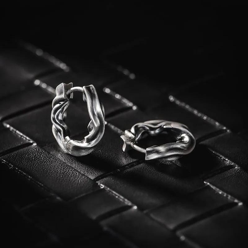 Серьги Möbius: Изысканные мужские серьги-кольца с эффектом водной ряби, персонализированные, стильные, в ретро-стиле, KOFSAC