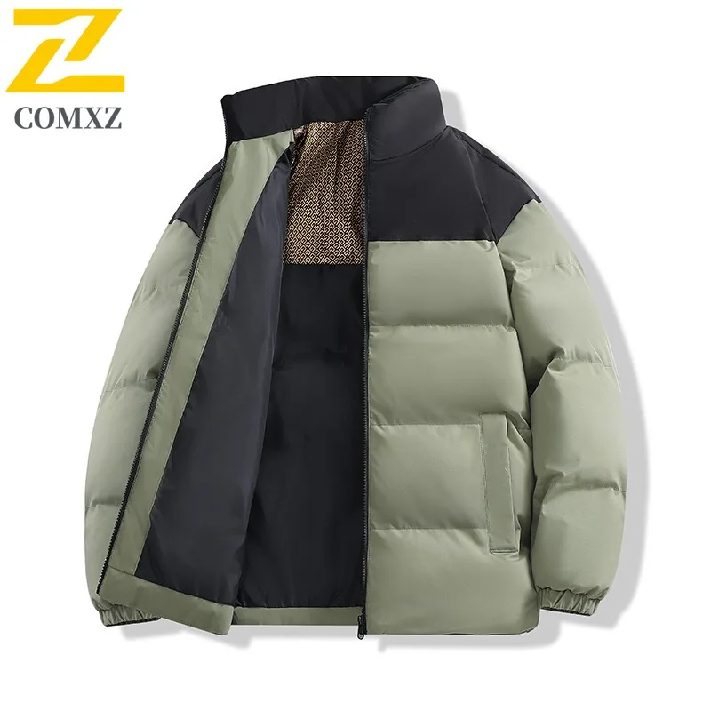 COMXZ 2025 Men Women Black Gold Graphene Padded Jacket Stand Collar Windproof Warm Backpack Style Hong Kong Fashion Couple