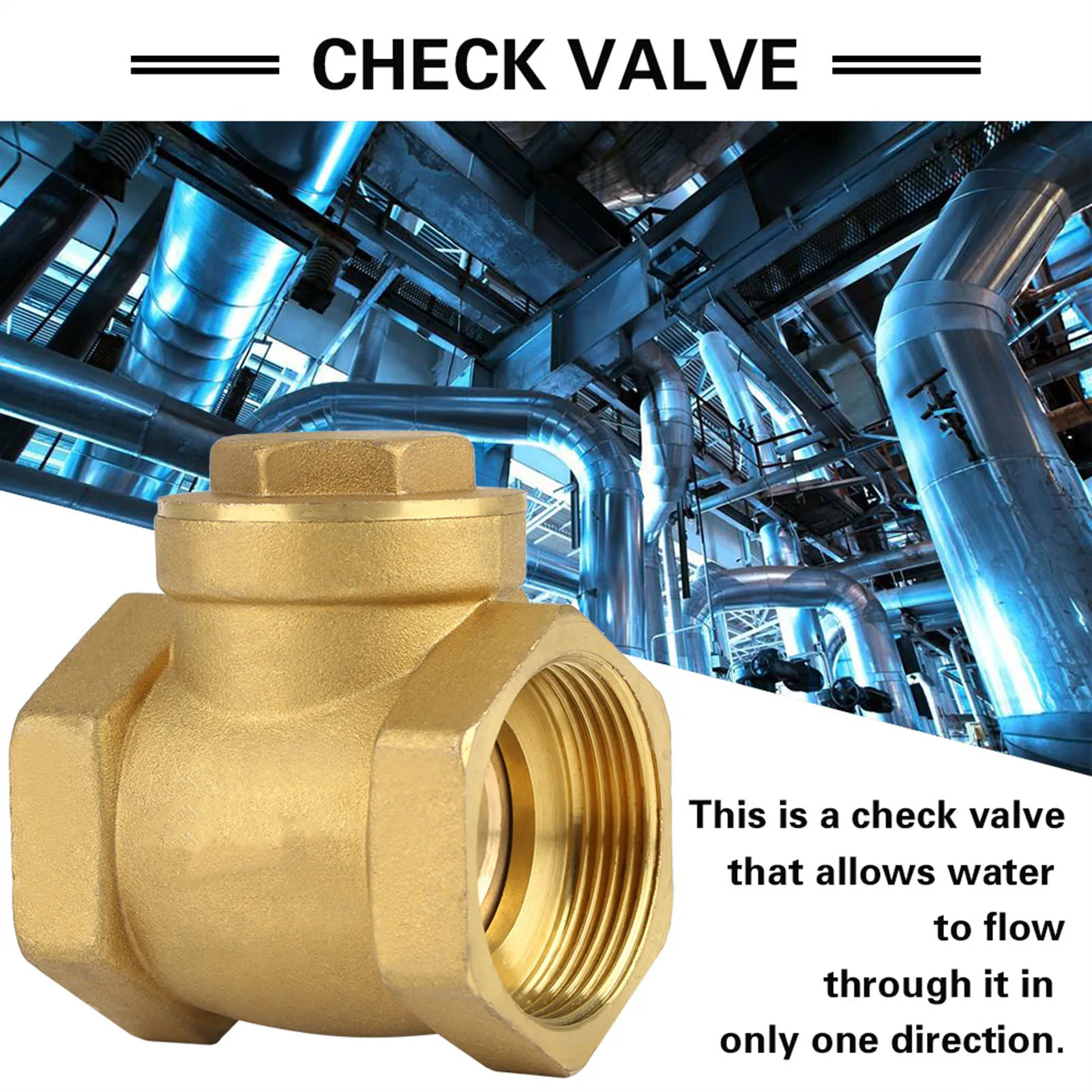 Check Valve DN32 Female Thread Brass NOn return Swing Check Valve 232PSI Prevent Water Backflow Swing Check Valve One Way Valve