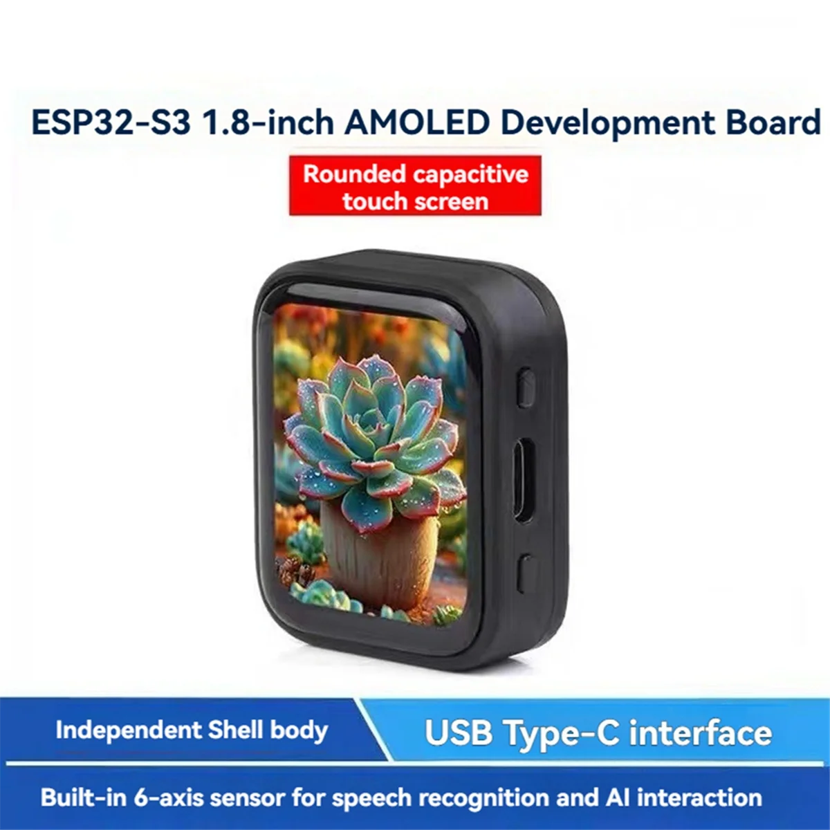 Плата разработки RISEN ESP32 S3, 1,8-дюймовый AMOLED-дисплей, сенсорный экран QMI8658/MIC/Audio LVGL, голосовые программируемые часы с искусственным интеллектом