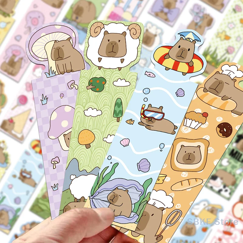 30Pcs Kawaii Capybara Cartoon Bookmarks, Exclusive Page Clips, Aesthetic Student Stationery, Fashionable Gift Items