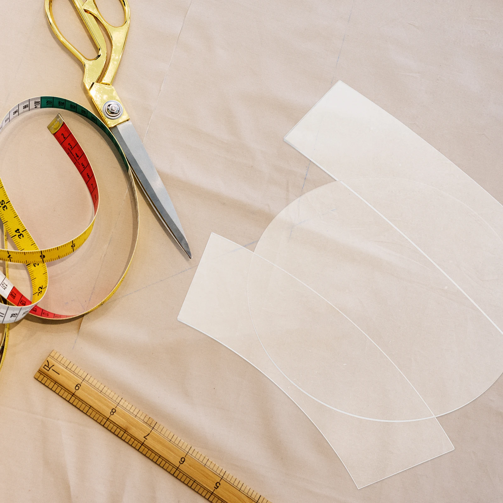 3 قطعة مجموعة قوالب الخياطة الاكريليك الشفاف Diy بها بنفسك خليط الحكام أدوات قياس عالية الدقة لخياطة اللحف قبعة دلو الحرفية #1