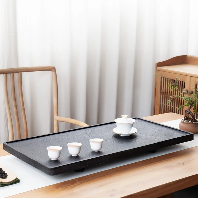 Natural Ebony Stone Tea Tray Home Simple Size Tea Table Stone Modern Living Room Kung Fu Tea Set Tray Home Gift
