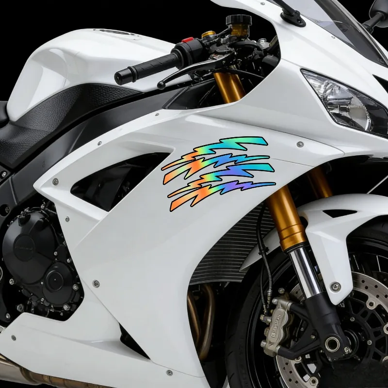 Reflective Lightning Motorcycle Sticker Set 4PCS Waterproof Vinyl Decal Helmet Tank Fairing Decor