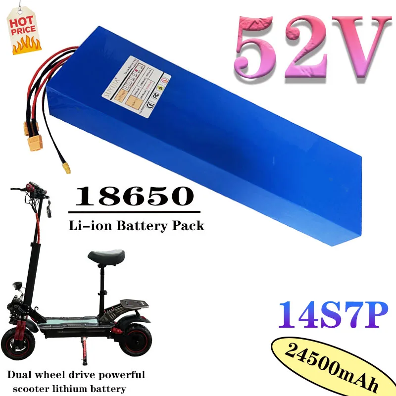 

24500mAh high capacity 18650 52V 14S7P lithium ion battery, 250-1500W high power rechargeable battery