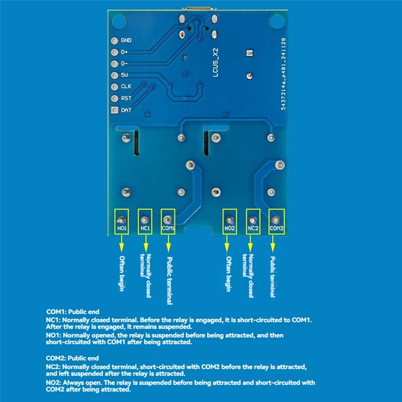 

LCUS-2 Тип 2-стороннего USB-реле Модуль 2-стороннего USB-реле Компьютерный последовательный порт Реле управления USB
